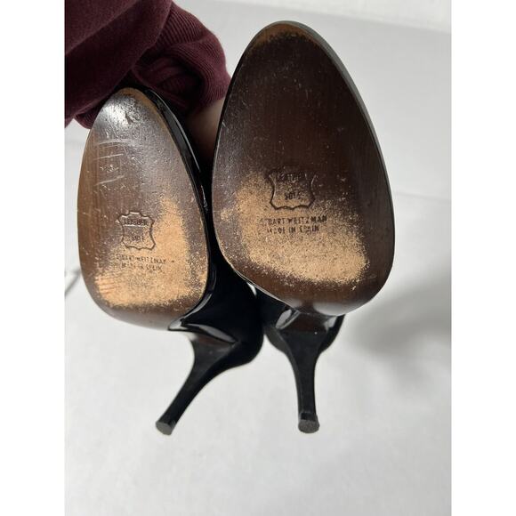 Stuart Weitzman Pumps Black 7.5W Black Velvet Tortoise Platform Stiletto High He - Picture 16 of 16